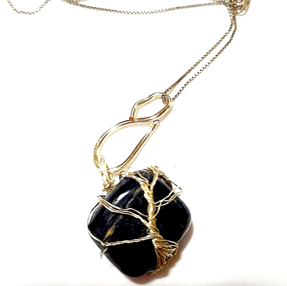 Wrapped stone necklace
